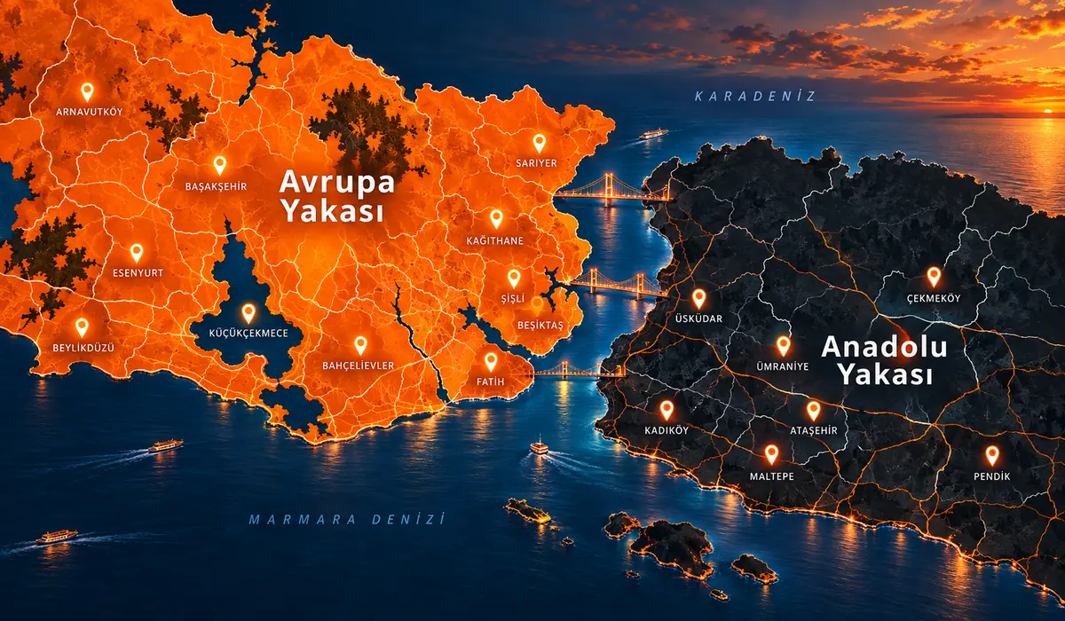 İstanbul Avrupa ve Anadolu Yakası hizmet haritası